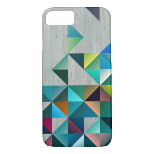 Weathered Blond Wood Colorful Triangles iPhone 87 Case