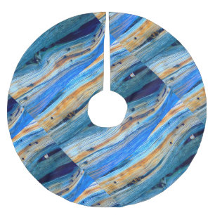 weathered blue barn boards brushed polyester tree skirt