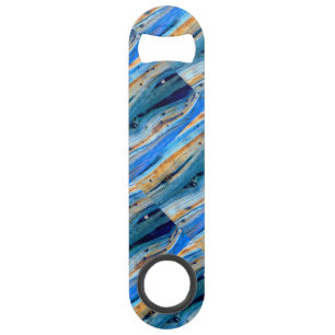 weathered blue barn boards speed bottle opener