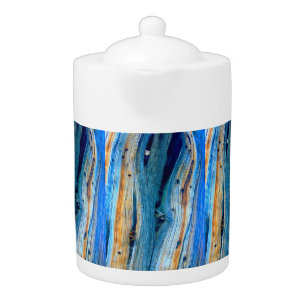 weathered blue barn boards teapot