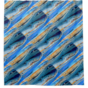 weathered blue boards pattern shower curtain