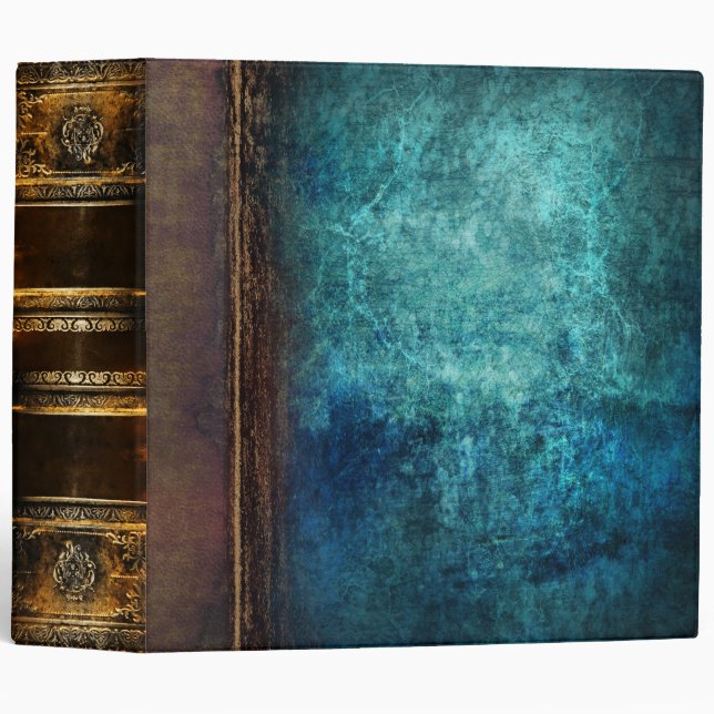 Weathered Blue Grunge Ancient Tome 3 Ring Binder (Front/Spine)