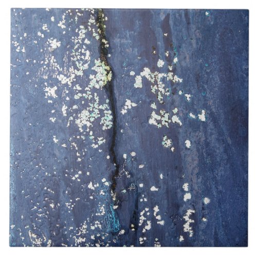 Weathered Blue Paint Abstract  Ceramic Tile