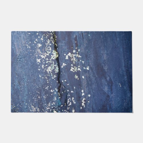 Weathered Blue Paint Abstract Doormat