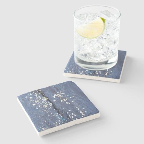 Weathered Blue Paint Abstract  Stone Coaster