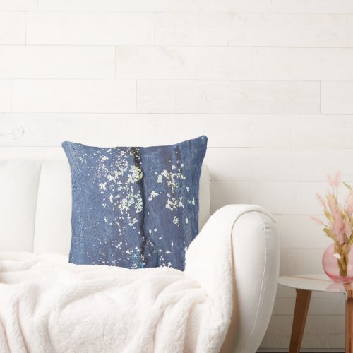 Weathered Blue Paint Abstract  Throw Pillow