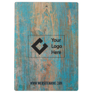Weathered Blue Vintage Rustic Wood Customized Logo Clipboard
