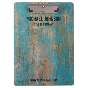Weathered Blue Vintage Rustic Wood Customized Name Clipboard