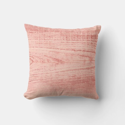 Weathered Board In Peach  Throw Pillow