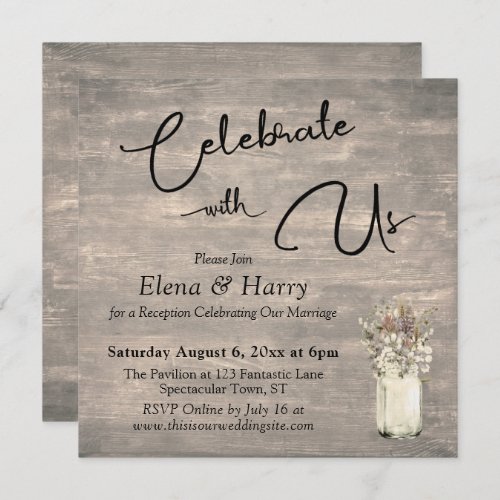 Weathered Boards Wildflowers Celebrate with Us Invitation