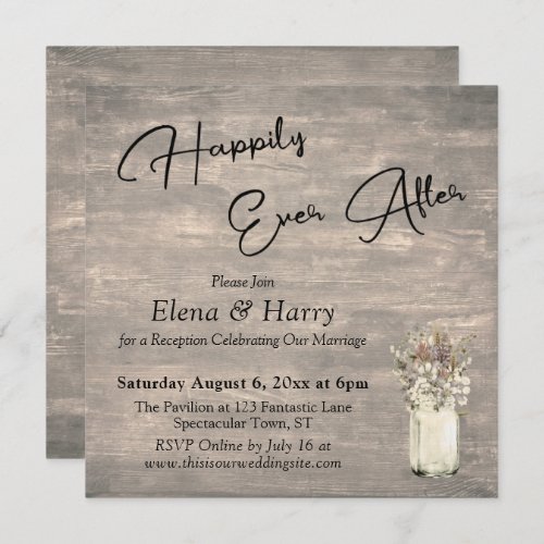 Weathered Boards Wildflowers Happily Ever After Invitation