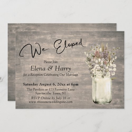 Weathered Boards with Wildflowers We Eloped Invitation
