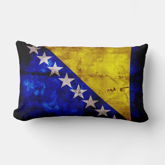 Weathered Bosnia Flag Lumbar Pillow (Front)