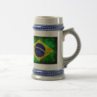 Weathered Brazil Flag Beer Stein