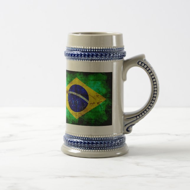 Weathered Brazil Flag Beer Stein (Right)