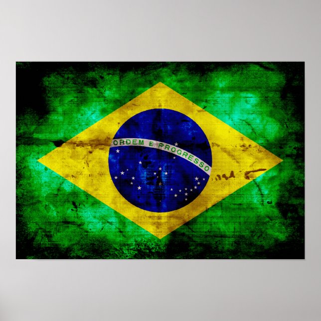 Weathered Brazil Flag Poster (Front)