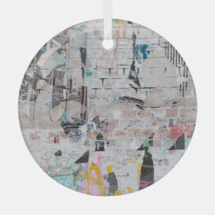 Weathered Brick: Urban Poster Wall. Glass Ornament