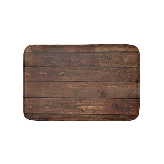 Weathered Brown Wood Wall Texture Bath Mat (Front)