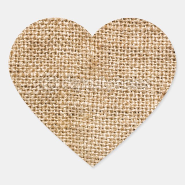 Weathered Burlap Heart Sticker (Front)