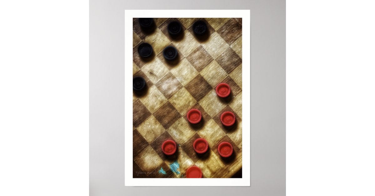 Weathered Checkerboard Poster Print | Zazzle