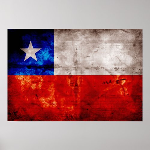 Weathered Chile Flag Poster