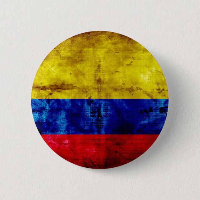 Weathered Colombia Flag Pinback Button (Front)