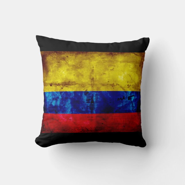 Weathered Colombia Flag Throw Pillow (Front)