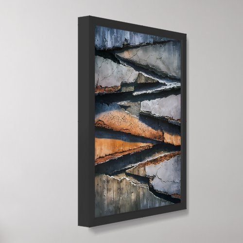 Weathered Concrete Textured Abstract Framed Art