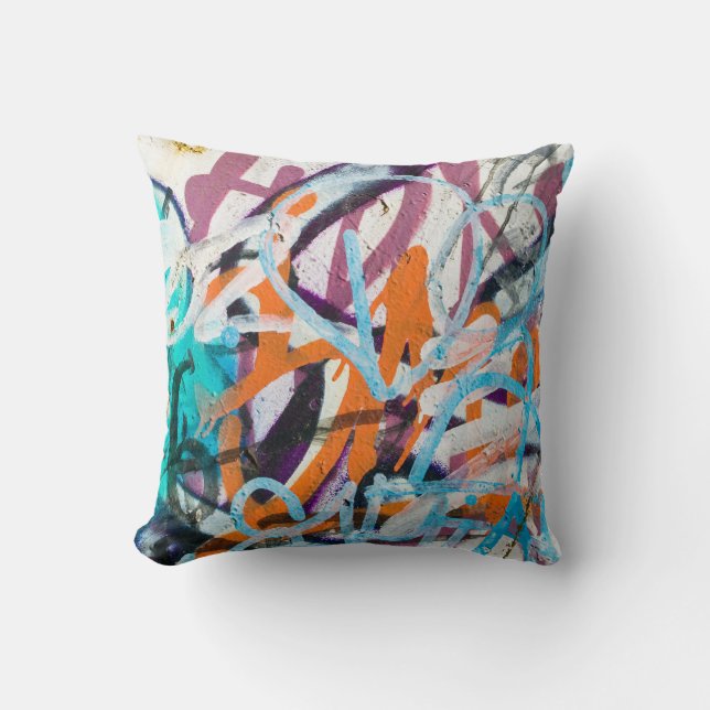 Weathered concrete wall, grungy texture. throw pillow (Front)