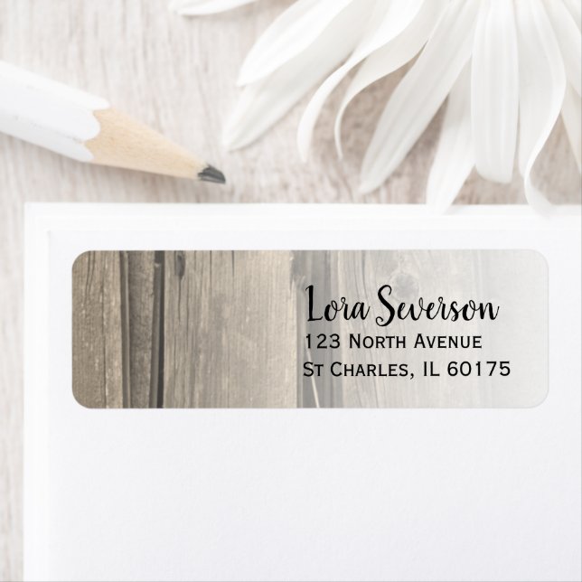 Weathered Country Barn Wood Return Address Label (Insitu)