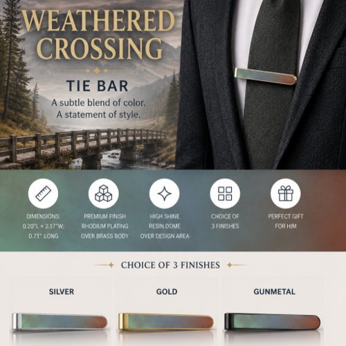 Weathered Crossing Gold Finish Tie Bar