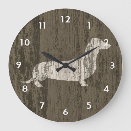 Weathered Dachshund Large Clock