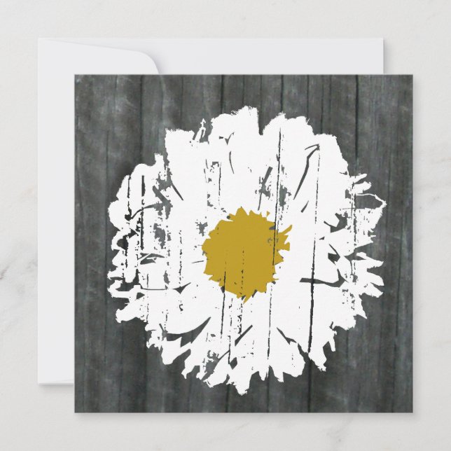 Weathered  Daisy Barn Wedding Invitation (Front)