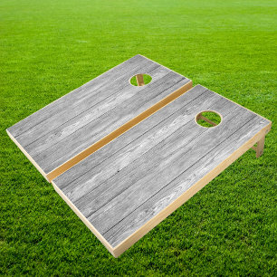 Weathered Dark Gray Wooden  Cornhole Set