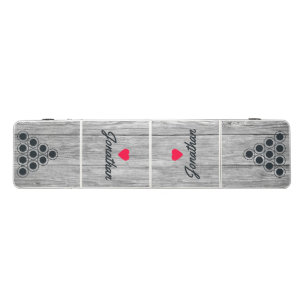 Weathered Dark Gray Wooden Vintage Heart Signature Beer Pong Table