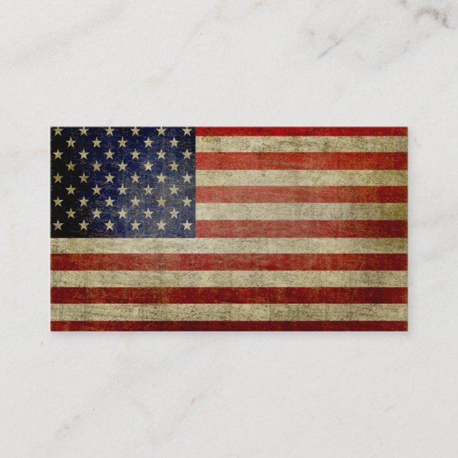 Weathered, distressed American Flag Business Card (Front)