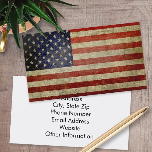 Weathered, distressed American Flag Business Cards