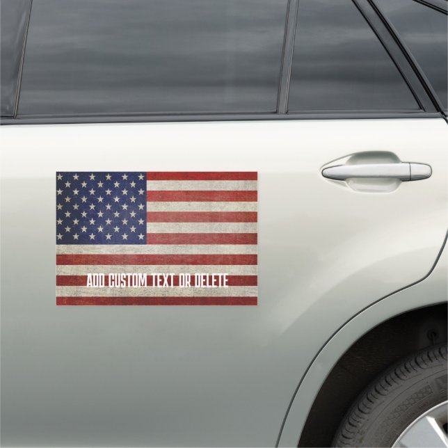 Weathered, distressed American Flag Car Magnet (In Situ)