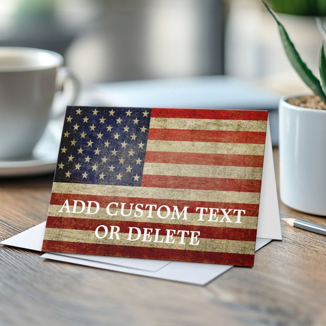 Weathered, distressed American Flag Card (Custom Greeting Card)