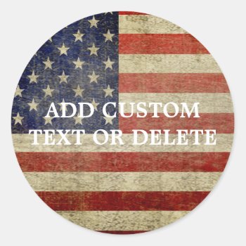 Weathered  Distressed American Flag Classic Round Sticker by My2Cents at Zazzle