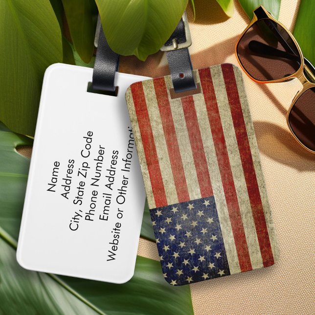 Weathered, distressed American Flag Luggage Tag (Custom Luggage Tag)