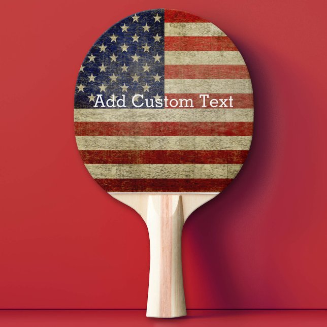 Weathered, distressed American Flag Ping-Pong Paddle (Custom Ping Pong Paddle with Vintage American Flag)