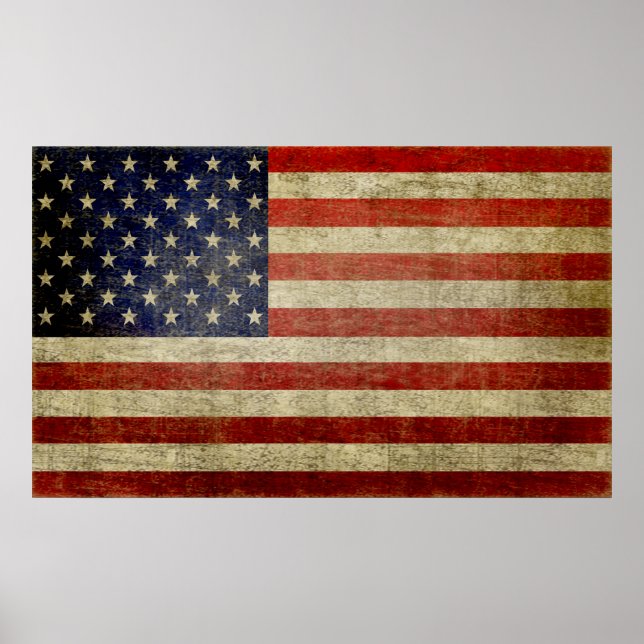 Weathered, distressed American Flag Poster (Front)