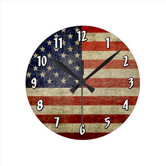 Weathered, distressed American Flag Round Clock | Zazzle.com