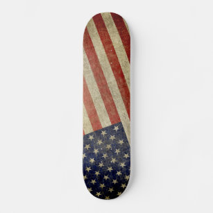 Weathered, distressed American Flag Skateboard Deck