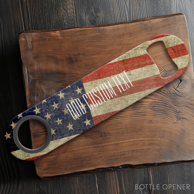 Weathered, distressed American Flag Speed Bottle Opener (Custom Bar Key)