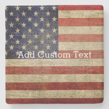 Weathered  Distressed American Flag Stone Coaster by My2Cents at Zazzle
