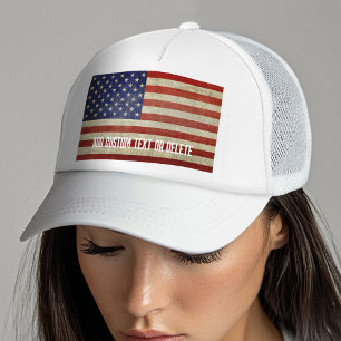 Weathered, distressed American Flag Trucker Hat