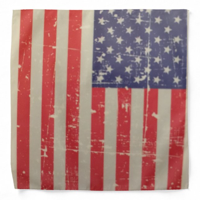 Weathered, Distressed American USA Flag Bandana (Front)
