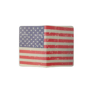 Weathered, Distressed American USA Flag Passport Holder